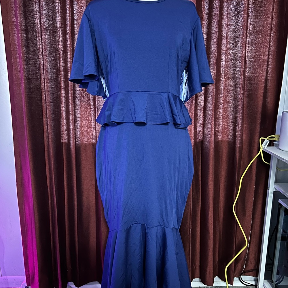 Elegant Blue Peplum Dress